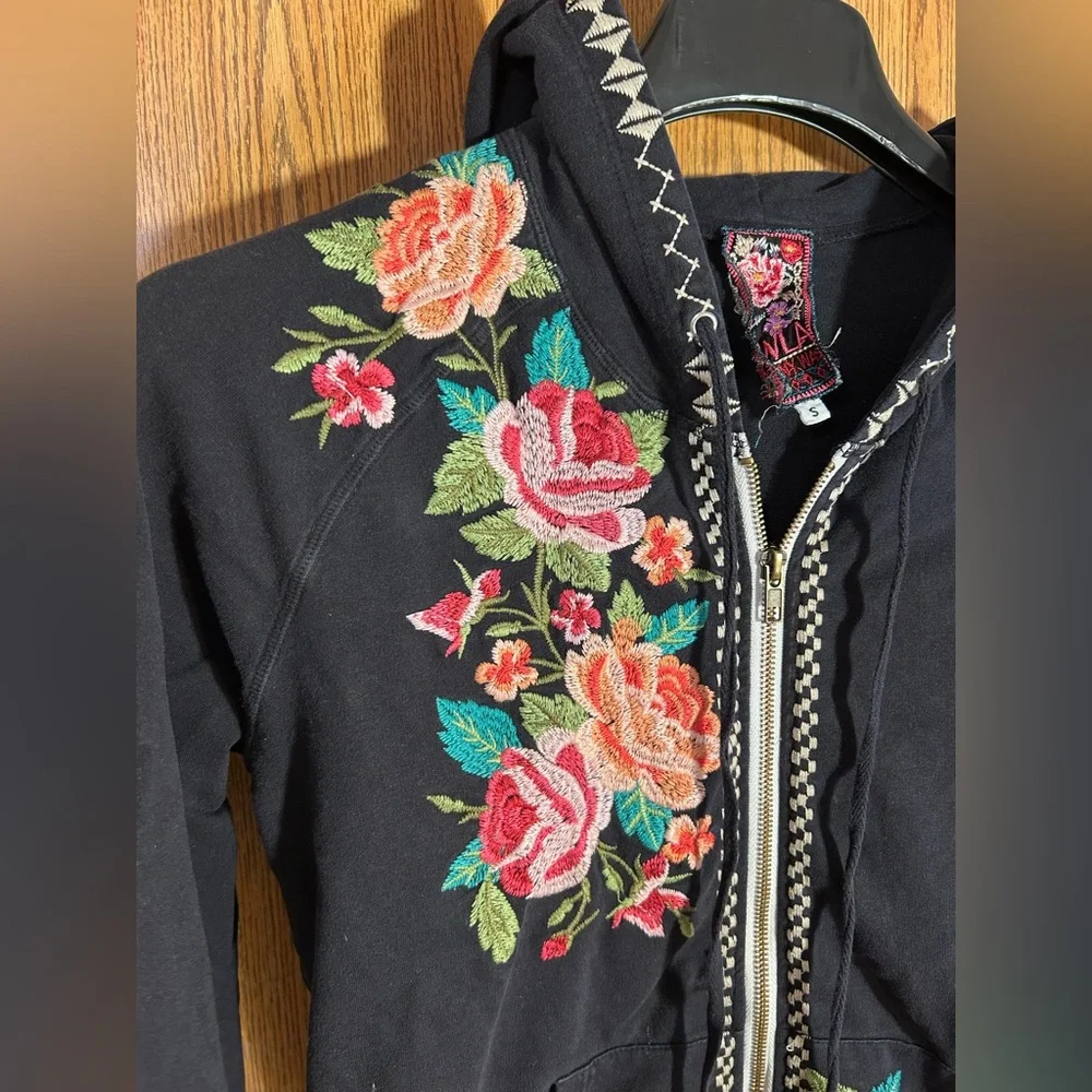 Johnny Was Dorana Embroidered Full Zip Floral Hoodie - Picture 4 of 6